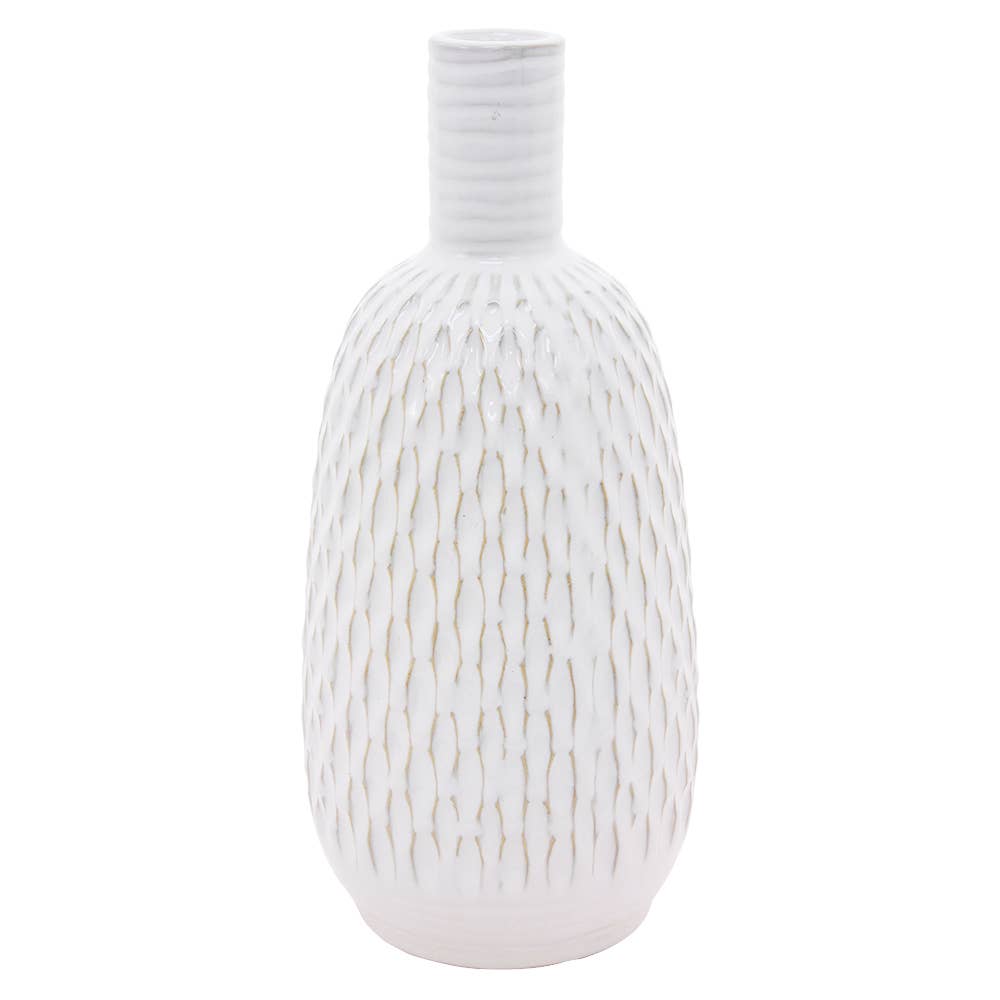 Tall White Textured Vase