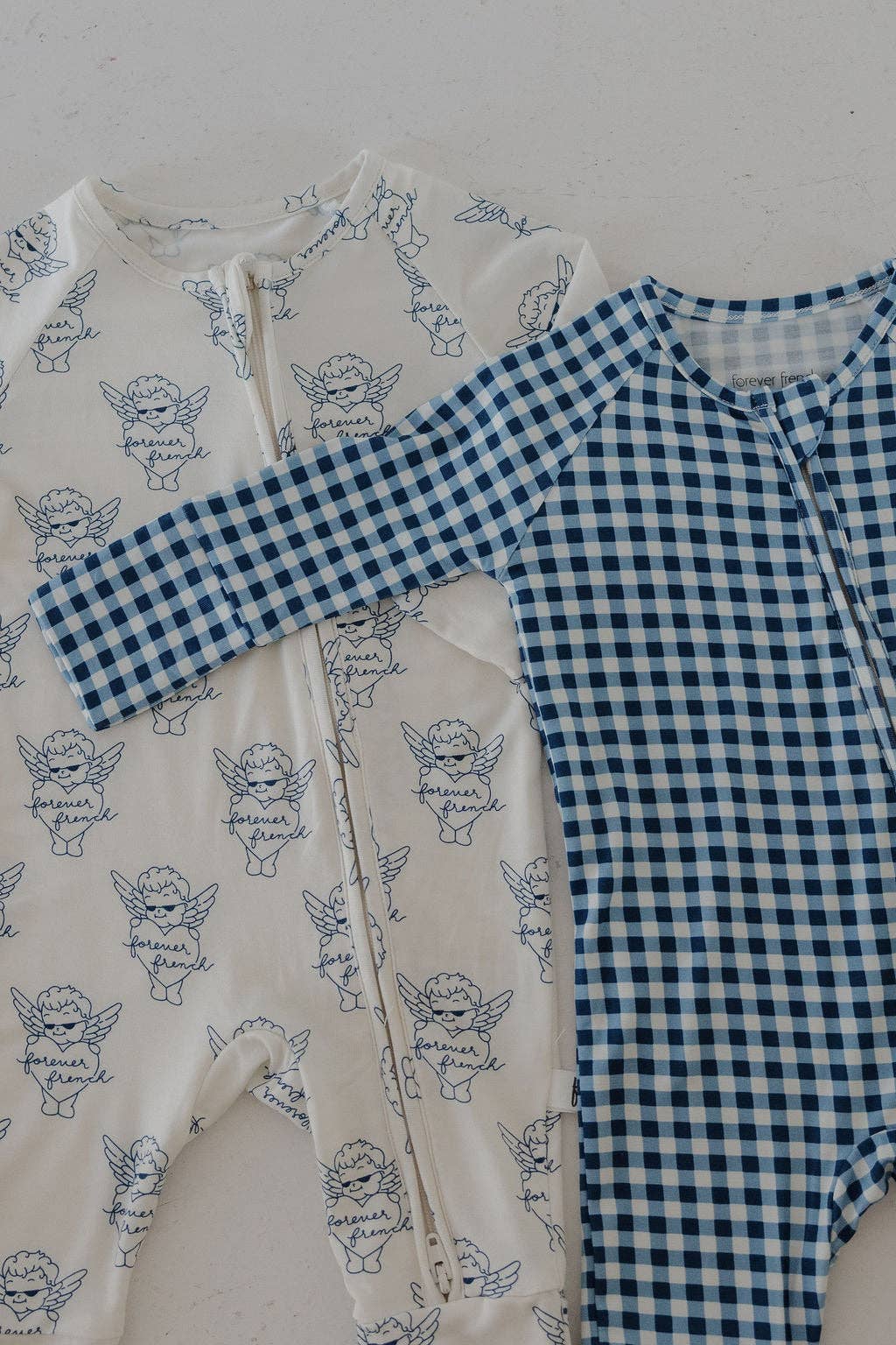 Bamboo Zip Pajamas | Blue Gingham