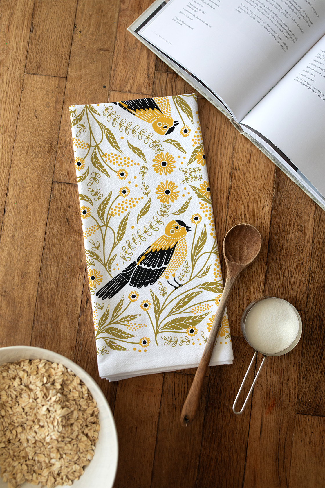 Goldfinch Tea Towel - Bird & Garden Kitchen Towel