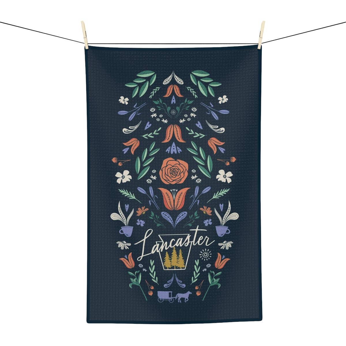 Lancaster Love Remix Waffle Weave Kitchen Tea Towel