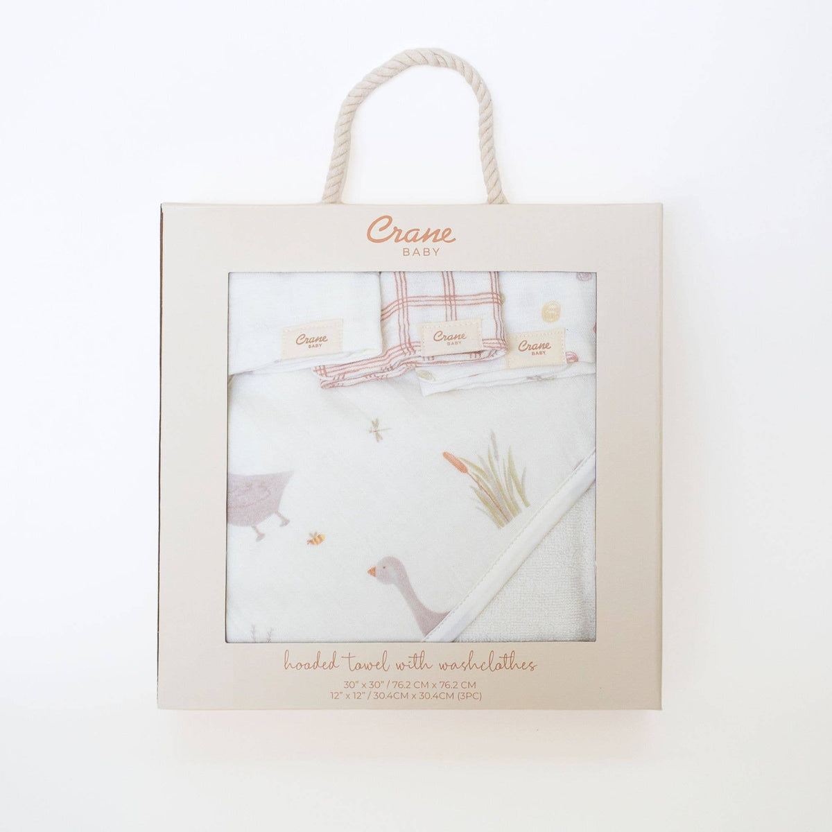Charlie Farmhouse Goose Hooded Towel & Wash Cloth Set