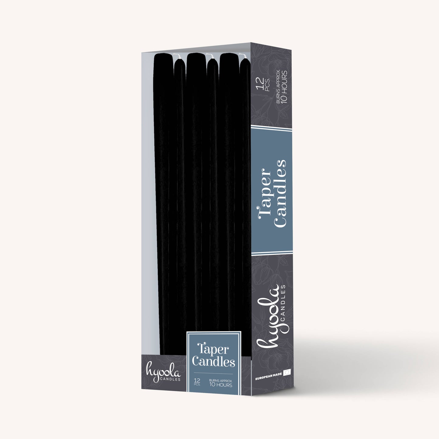 Black Taper Candles - 12 Inch - 12 Pack