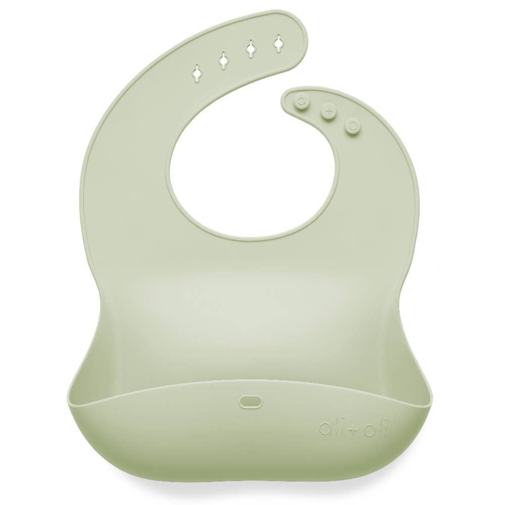 Silicone Baby Bib Roll Up & Stay Closed (Light Sage)