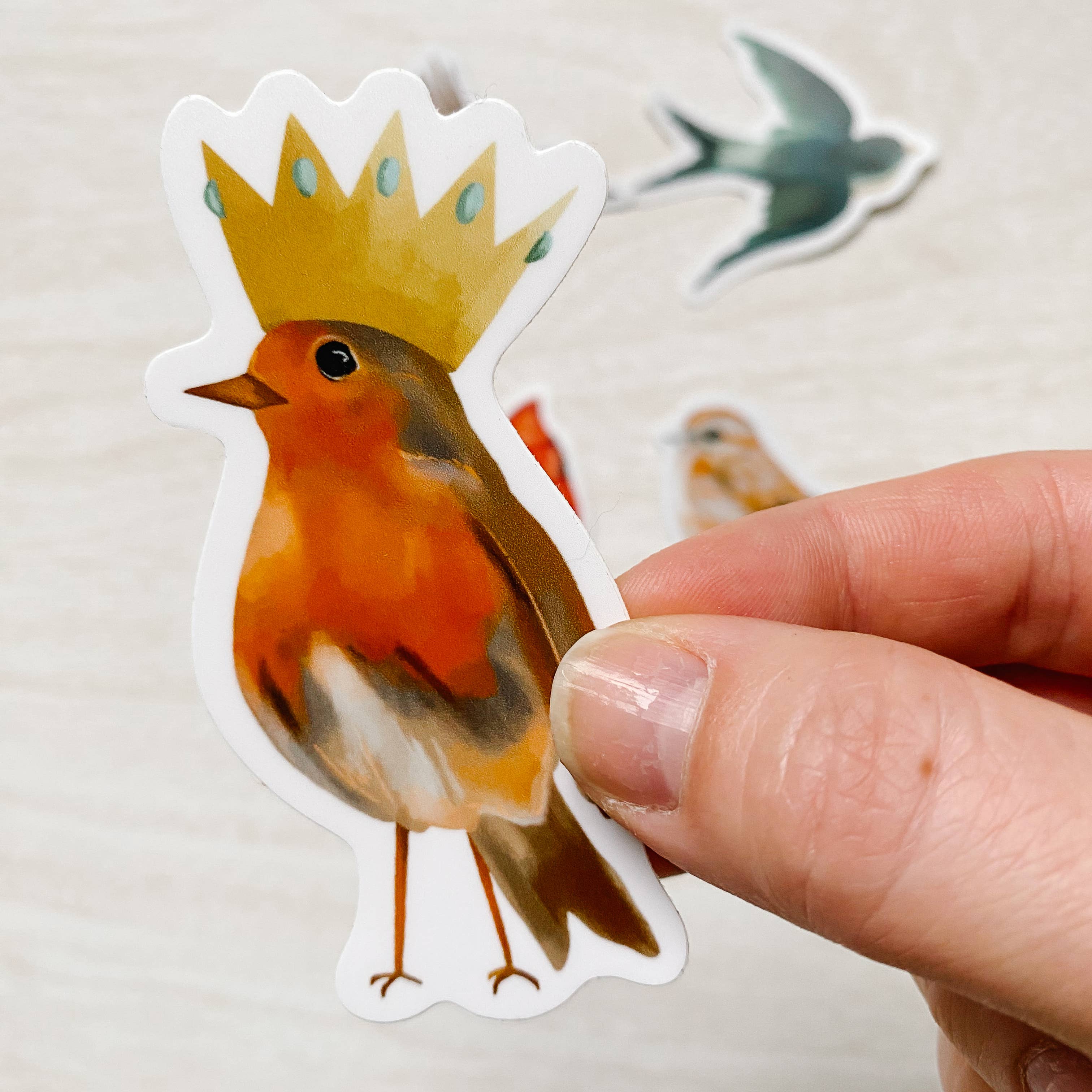 American Robin with Crown Vinyl Die-Cut Sticker