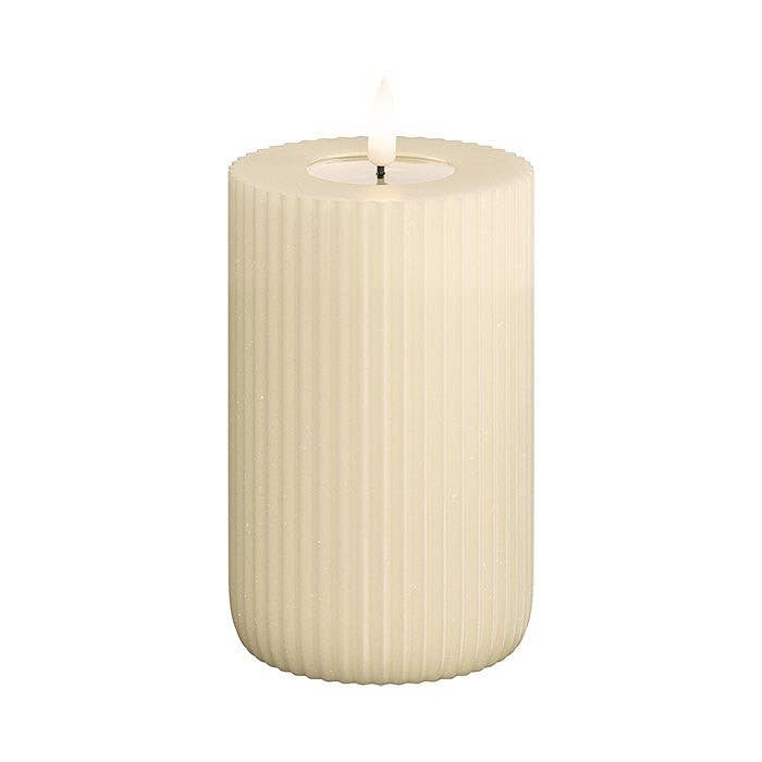 CREAM SOLID STRIPE CANDLE 3X5 INCH