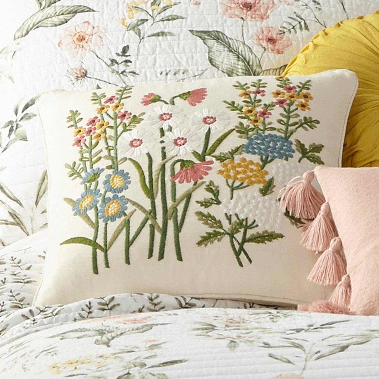 Viviana Cream Flower Pillow