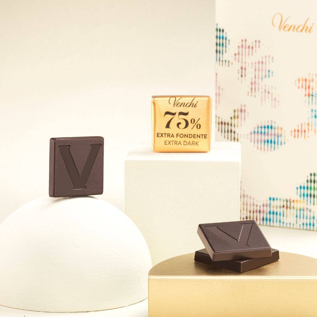 75% Dark Chocolate Mini Squares - Italian Gourmet Chocolate