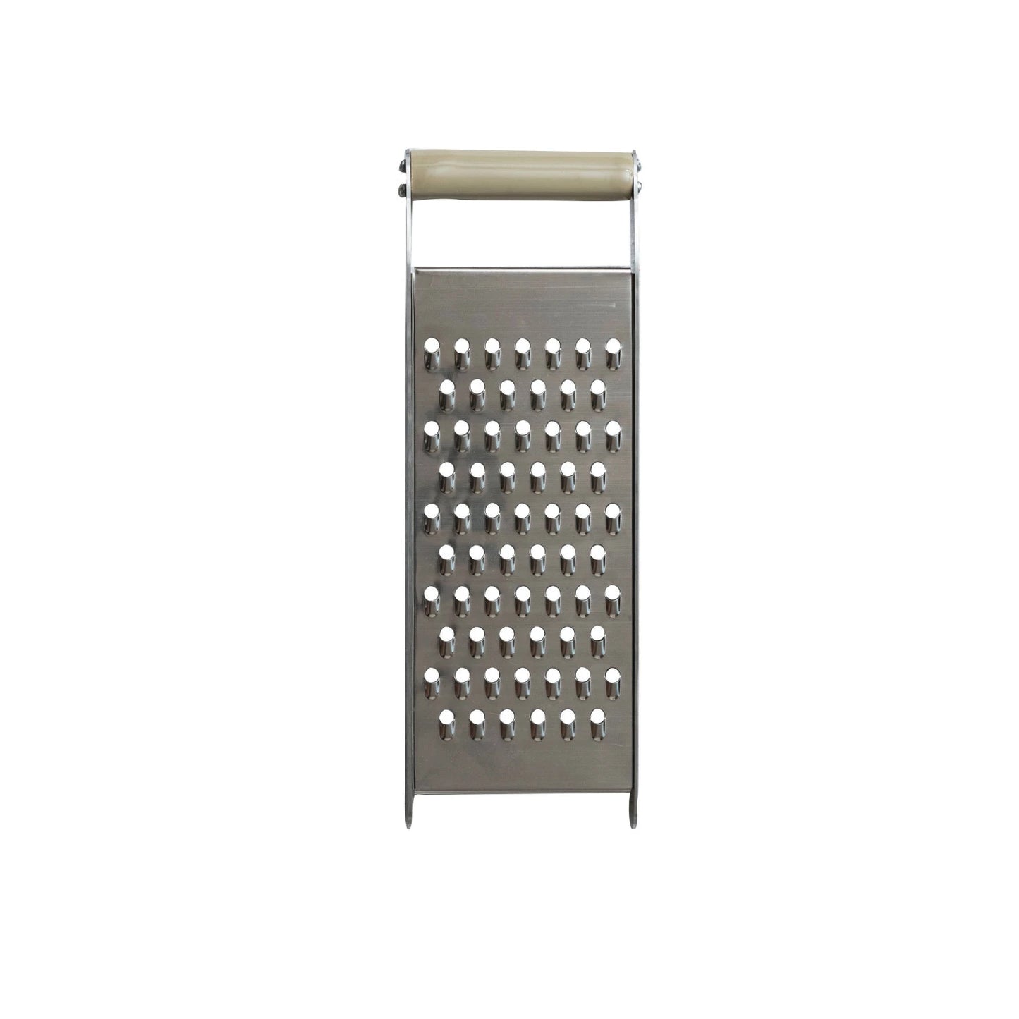 Stainless Steel Grater w/ Enameled Mango Wood Handle, Taupe