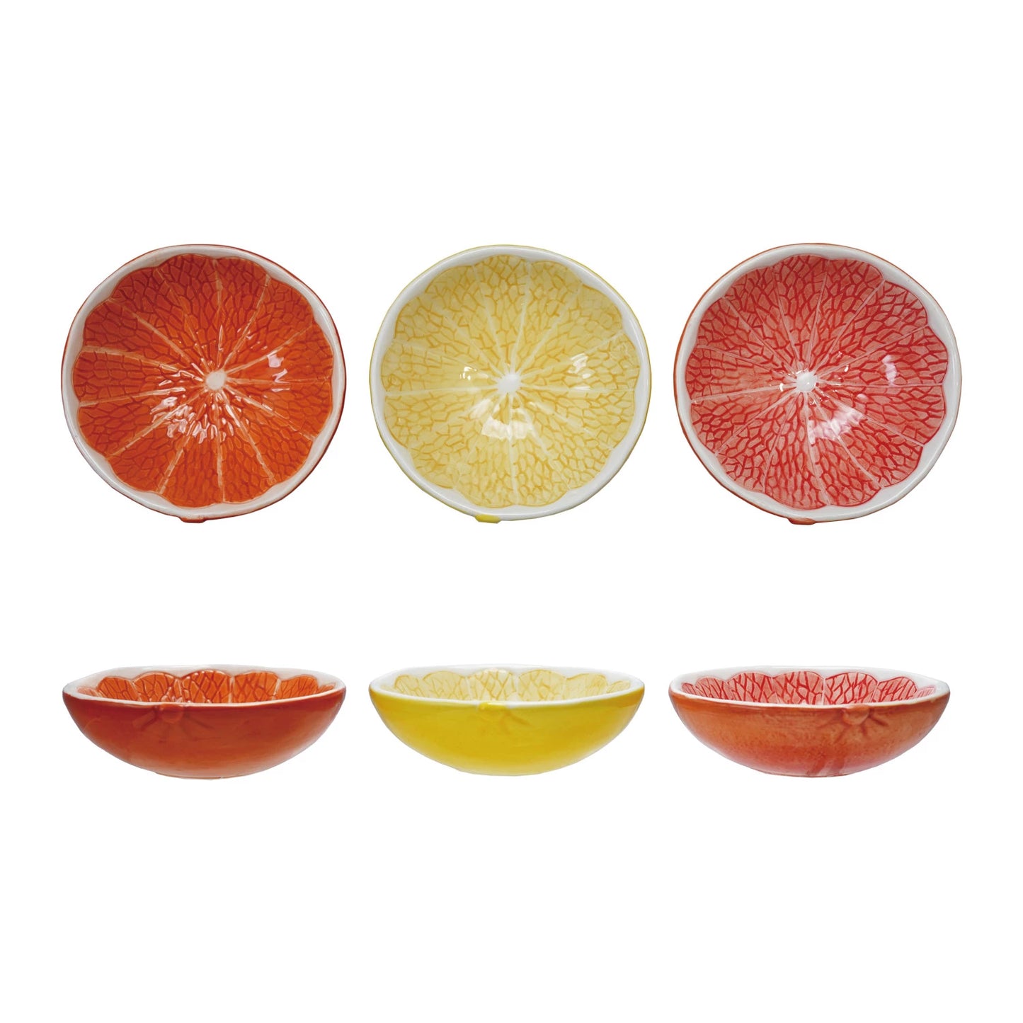 Ceramic Citrus Fruit Shaped Bowl, 3 Colors