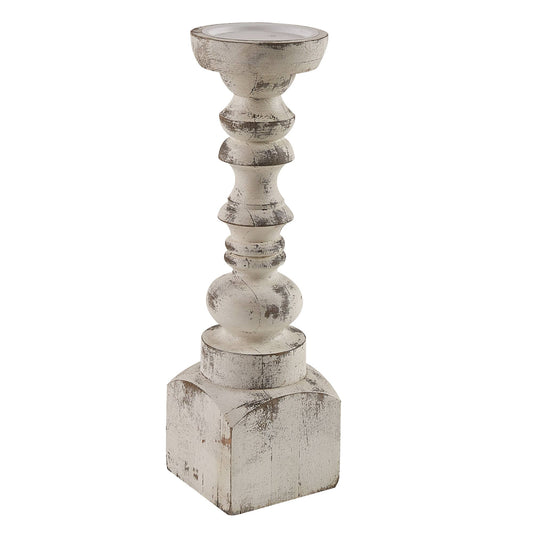 Brighton Wood 15" Candlestick - White