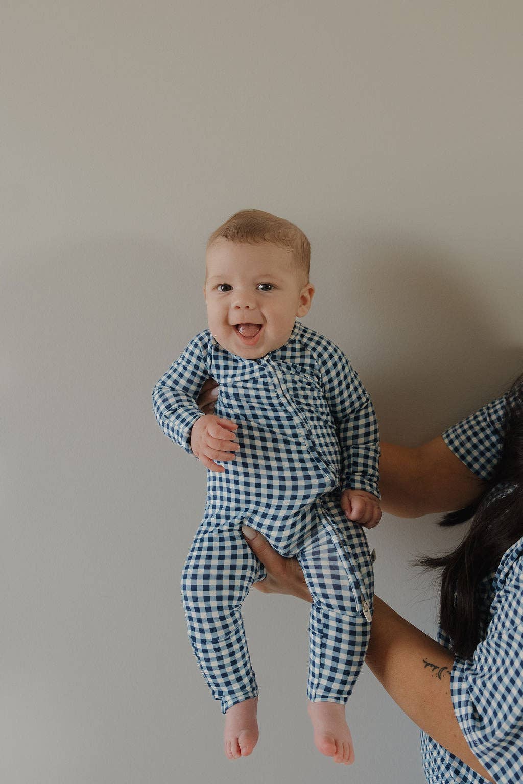 Bamboo Zip Pajamas | Blue Gingham