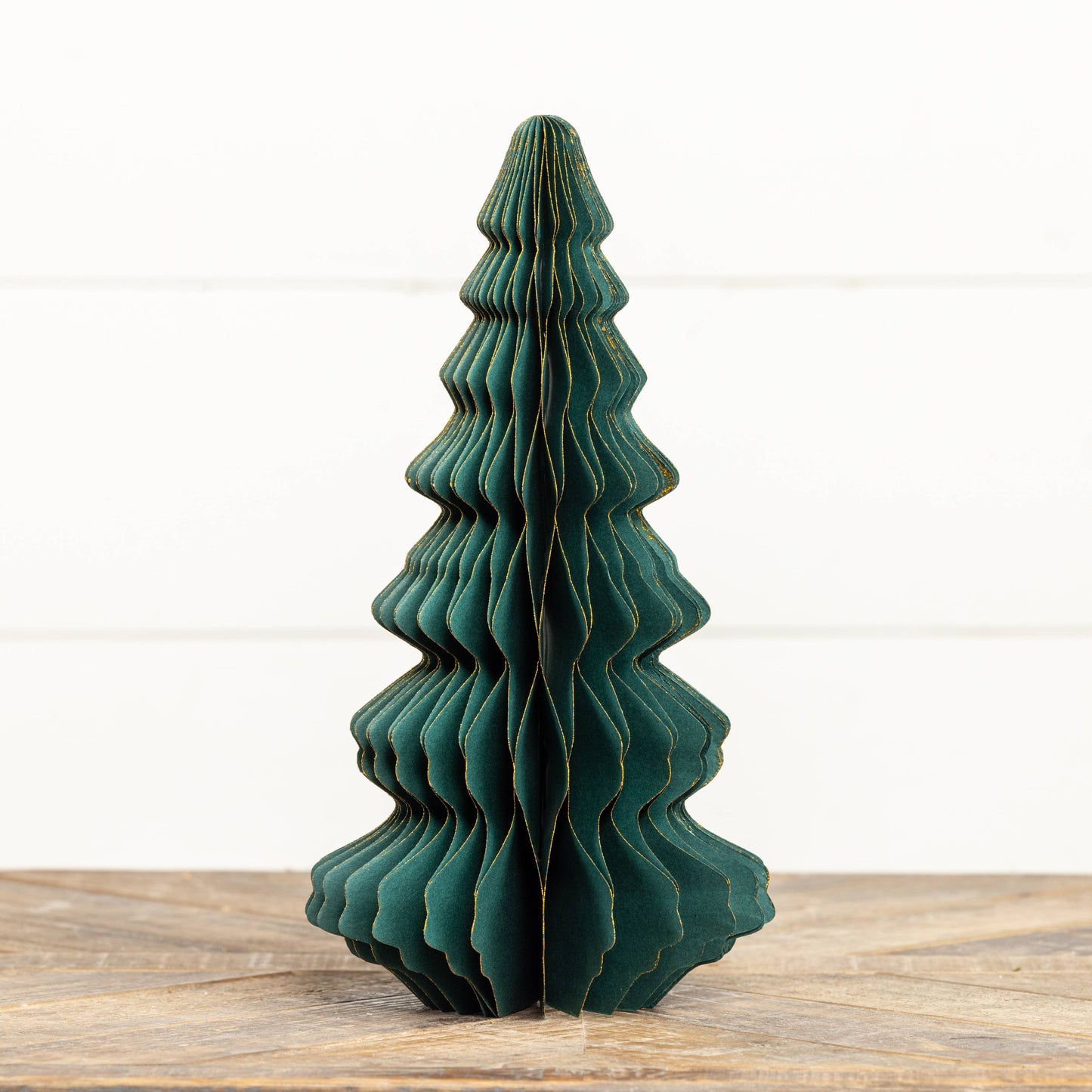 12.75" EMERALD GREEN W/ GOLD TRIM PAPER TREE