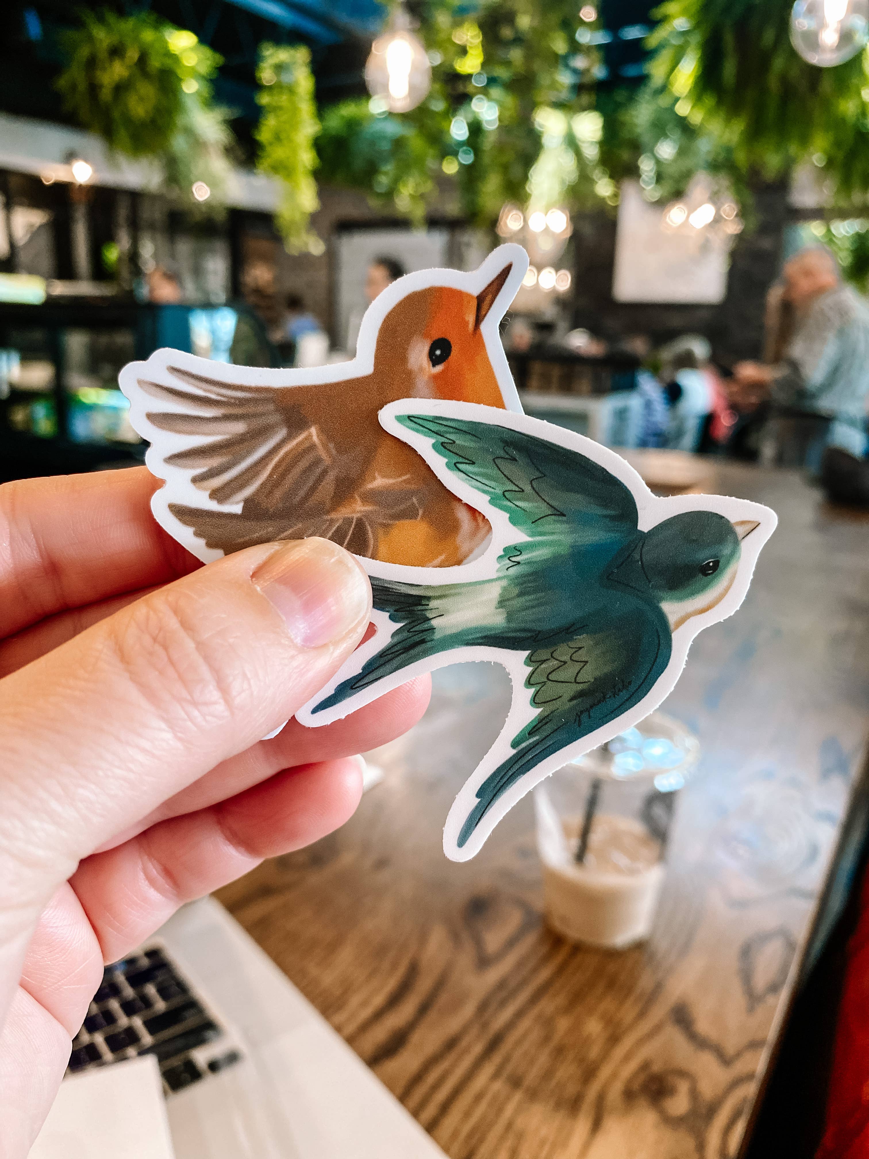 Teal Green Swallow Bird Vinyl Die-Cut Sticker