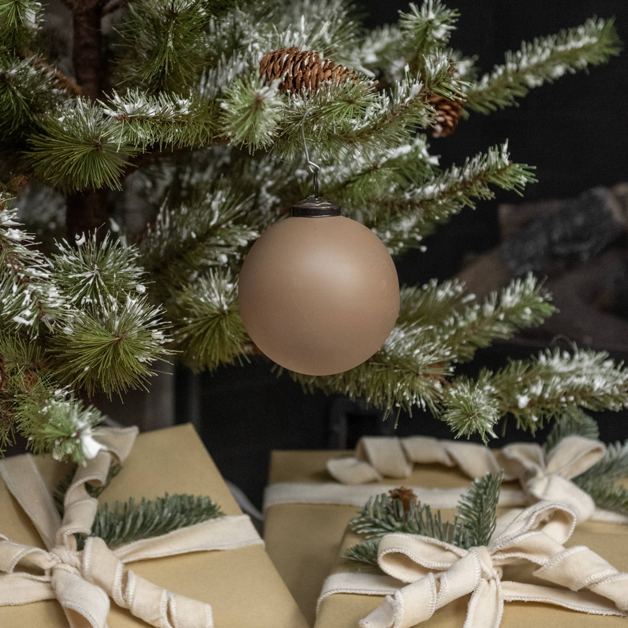 4" BEIGE KUGEL ORNAMENT