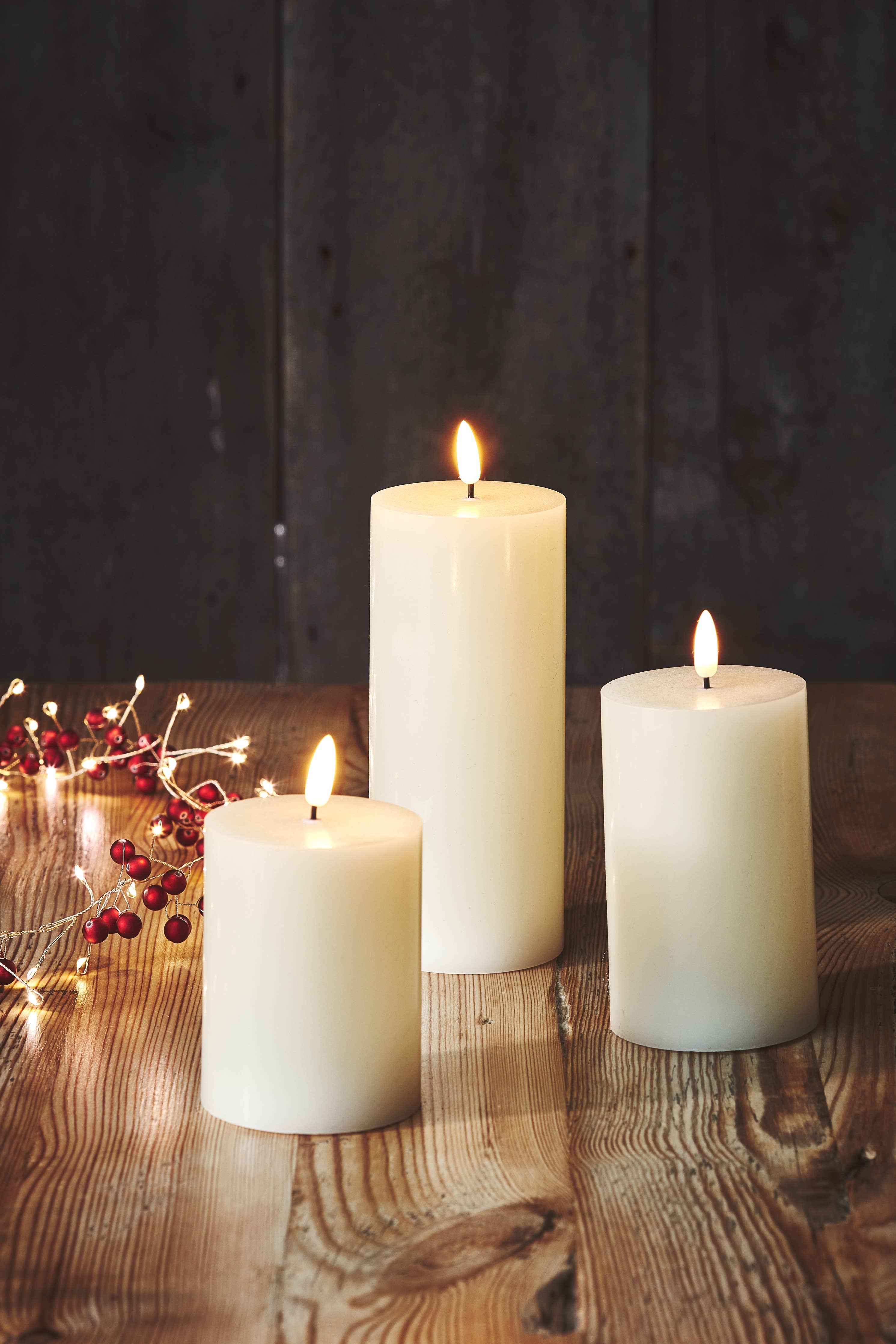 White Pillar Candles (set of 3)