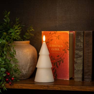 7.75" CREAM 3D FLAME SMOOTH TREE CANDLE