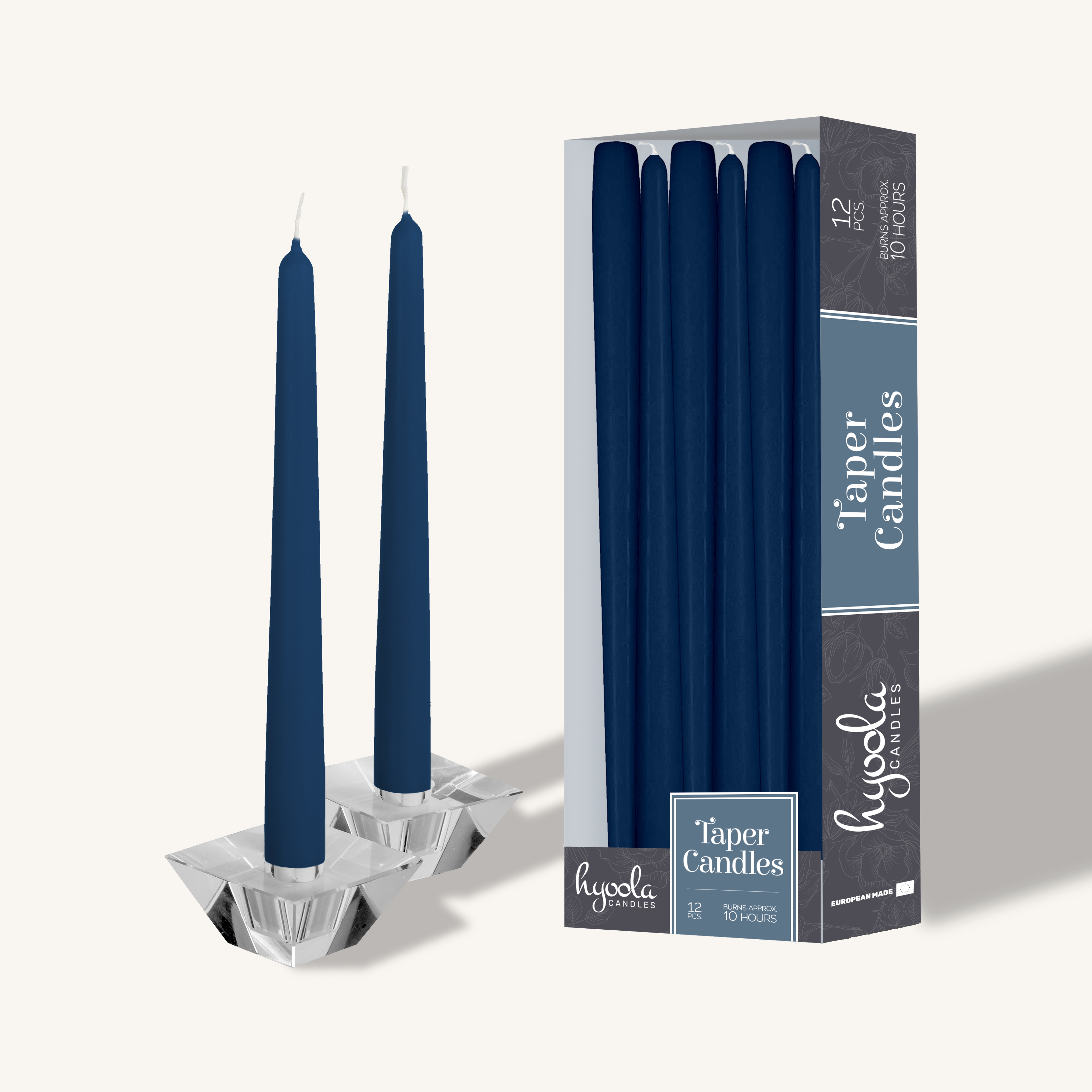 Blue Taper Candles - 12 Inch - 12 Pack