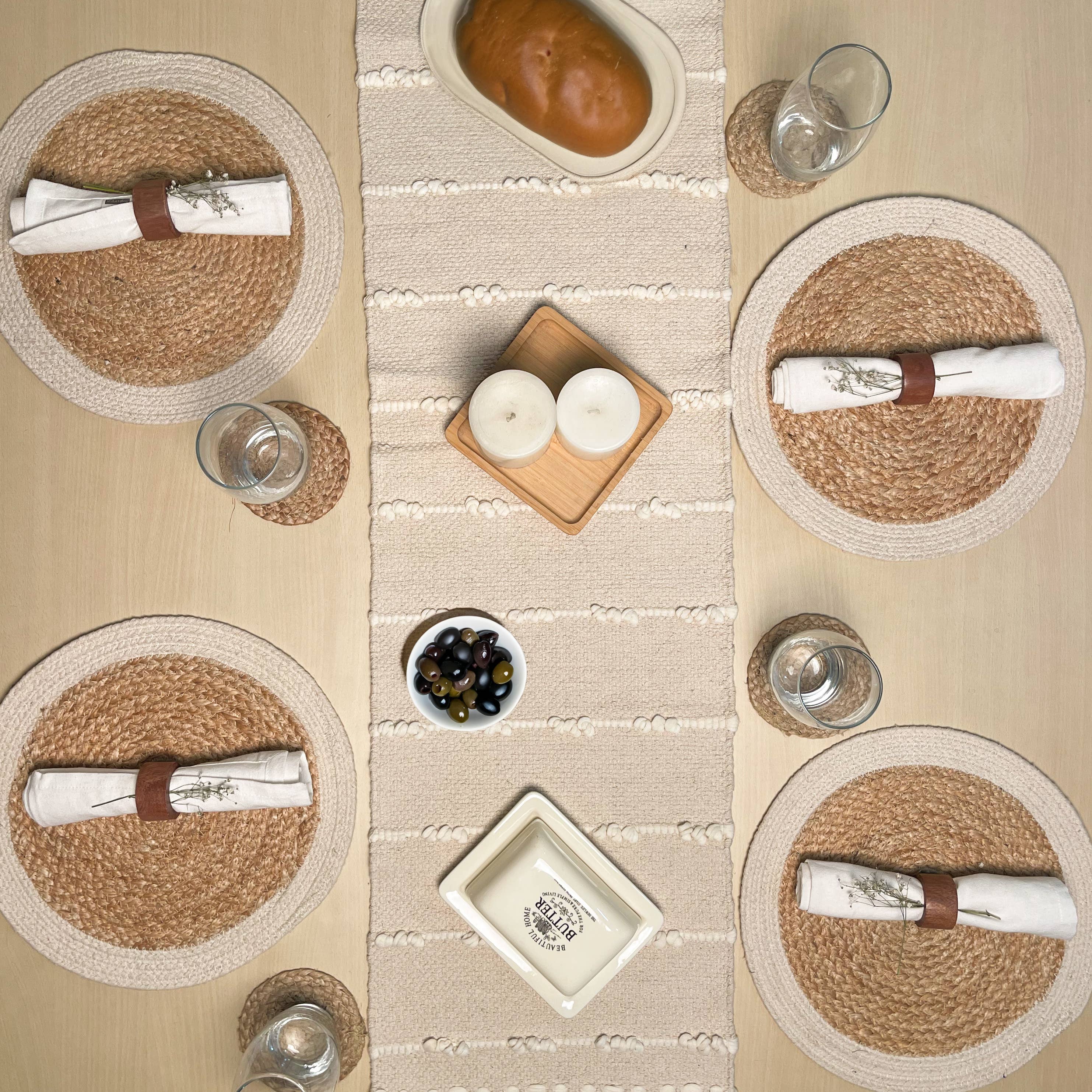 SEVILLE TABLE RUNNER, IVORY, 13''x72''