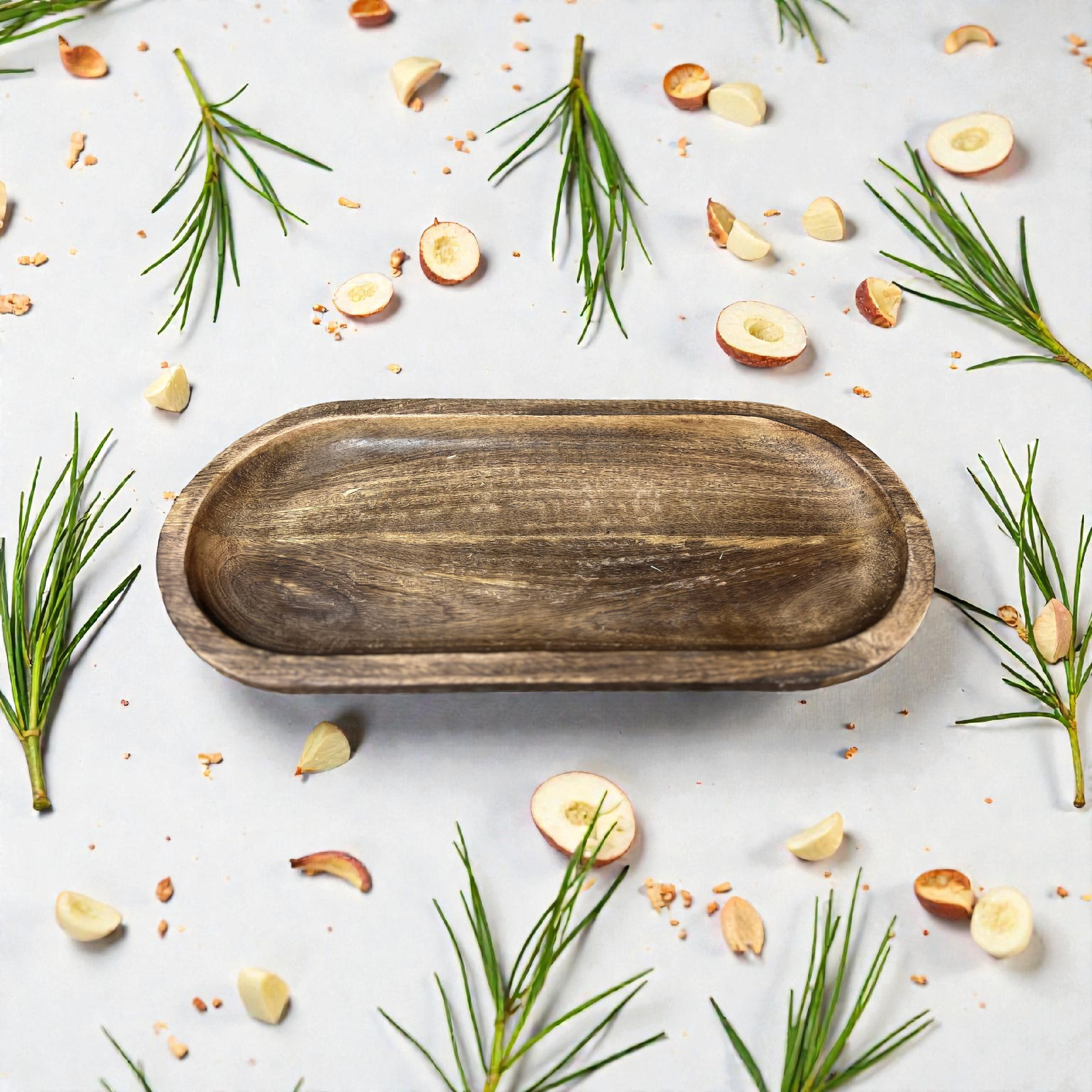 Dark Wood Oval Tray 18x8x1in