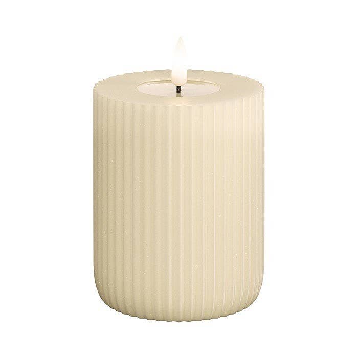 CREAM SOLID STRIPE CANDLE 3X4 INCH