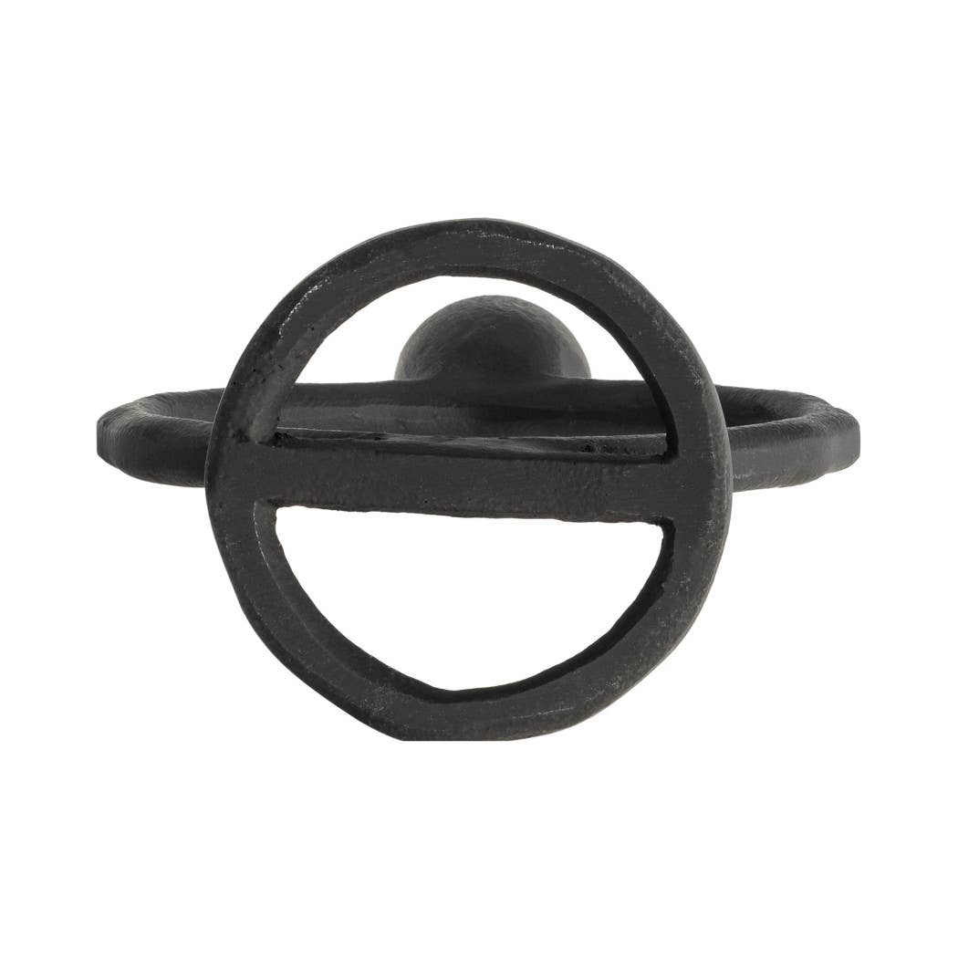 Metal Round Ring Taper Candle Holder - Black, 6 in.