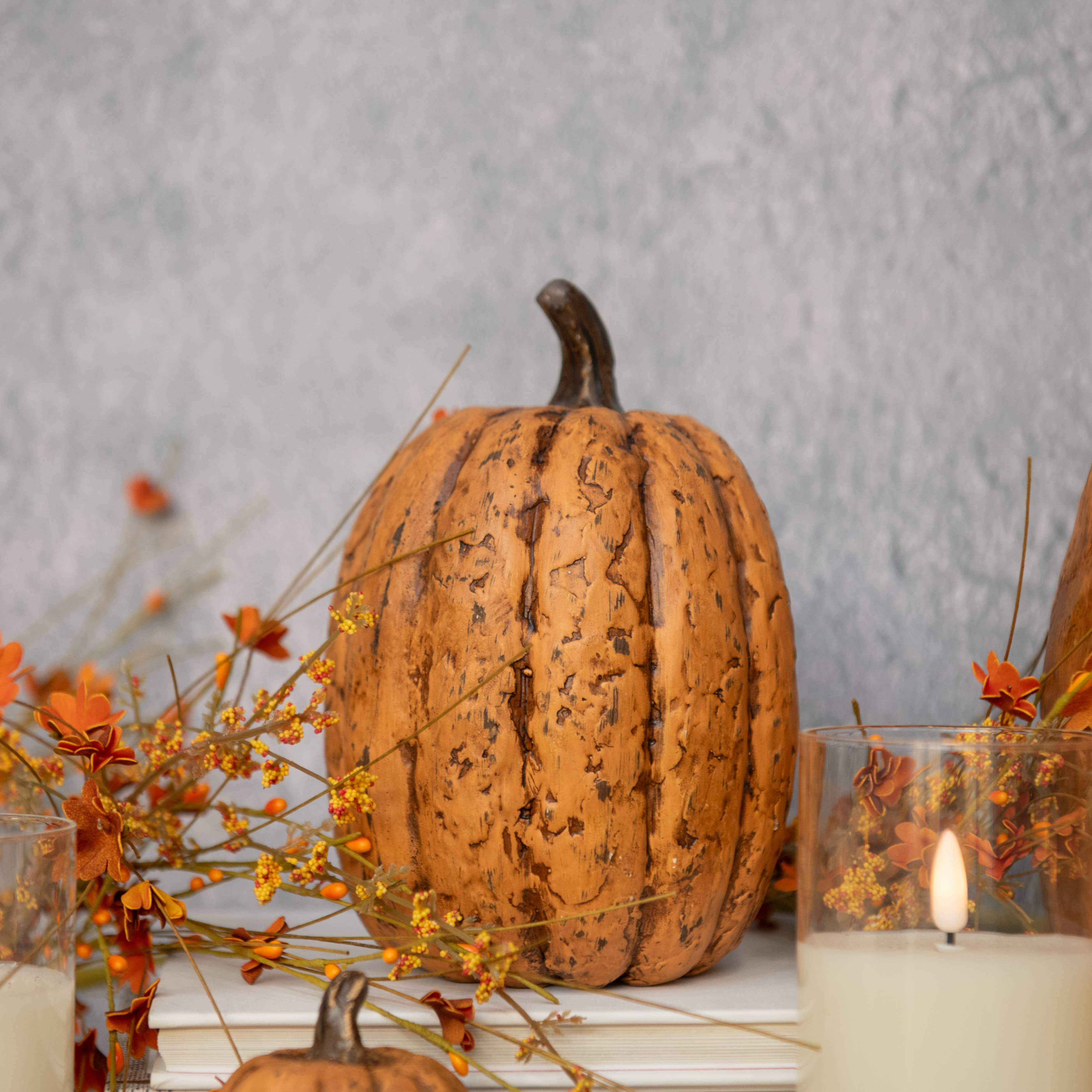 7.5" TERRACOTTA TALL PUMPKIN
