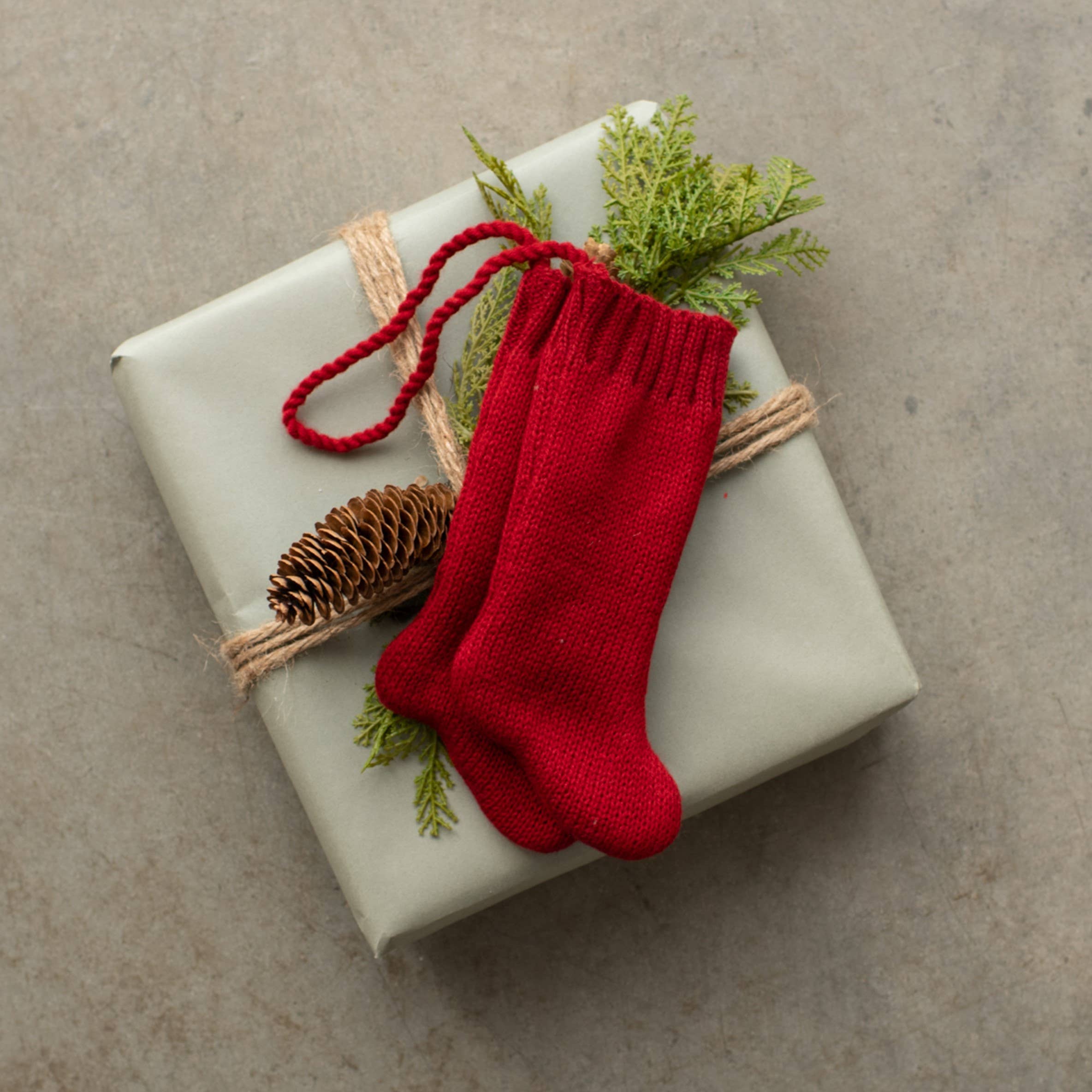 8" RED STOCKING ORNAMENT