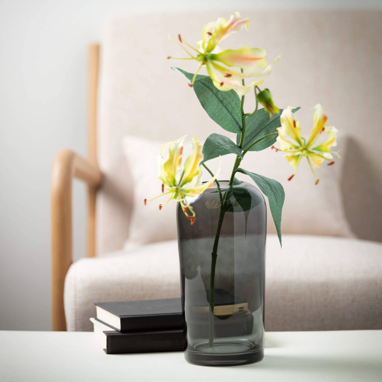 TALL SMOKY GLASS VASE