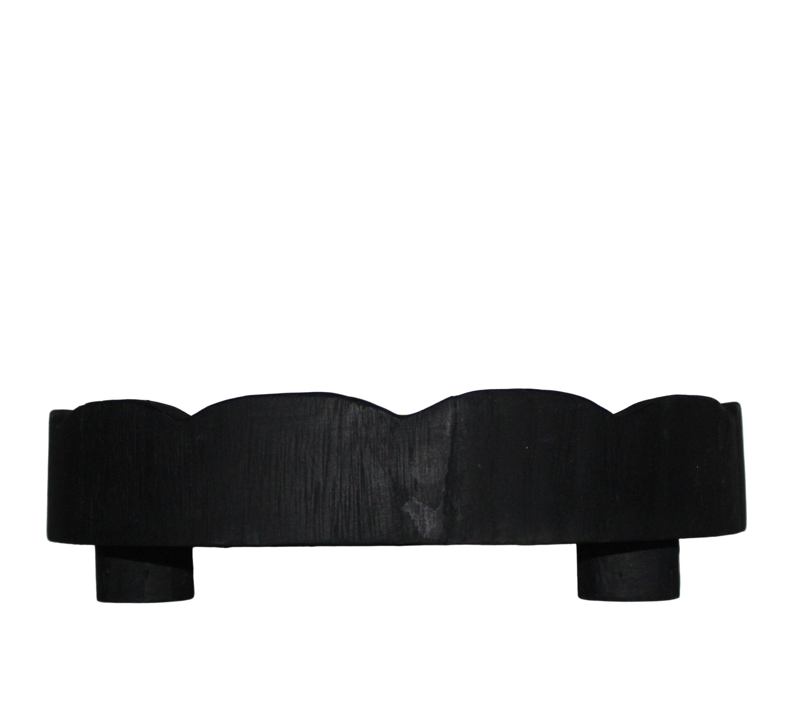 Wood Scallop Tray w/Legs