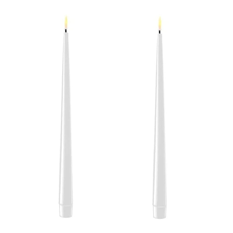 White LED Candles | 11.2" Shiny Tapers | Set of 2