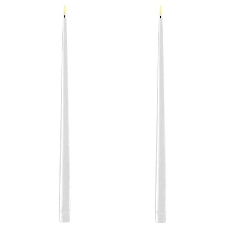 White LED Candles | 15.2" Shiny Tapers | Set of 2