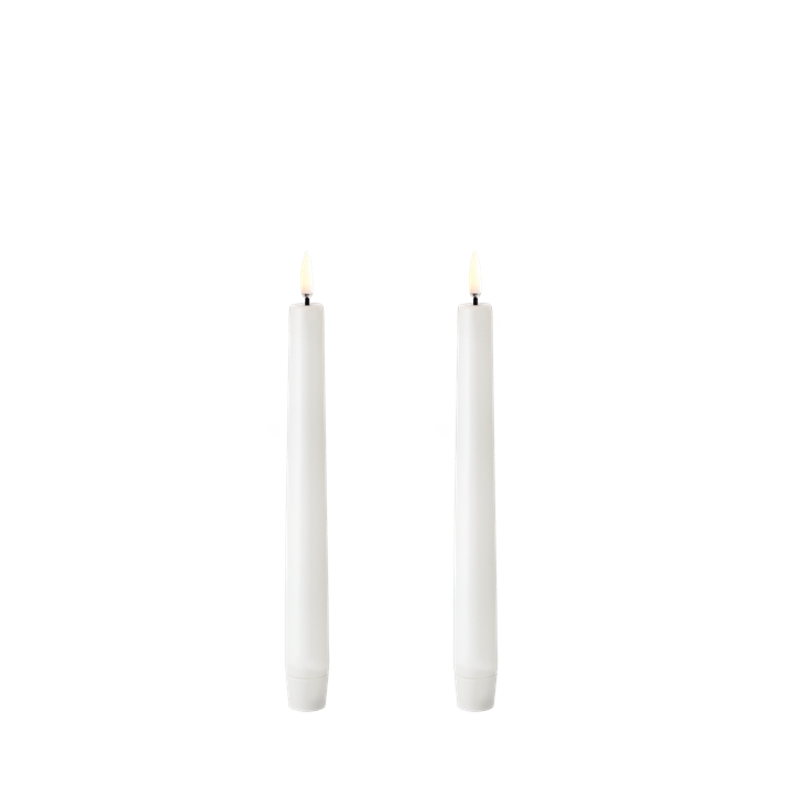 Nordic White LED taper candle,  Smooth, 2-pack, 2.3x20 cm