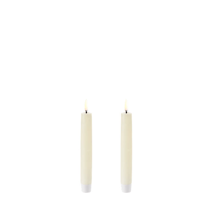 Ivory LED taper candle, Smooth, 2- pack, 2.3x15 cm