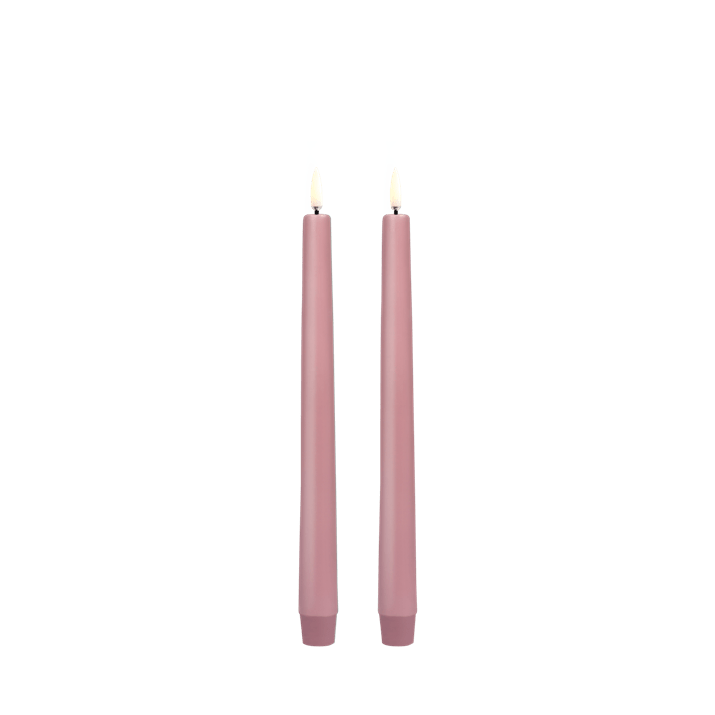 Dusty Rose LED taper candle, Smooth, 2- pack