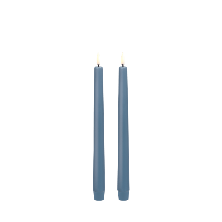 Hazy Blue LED taper candle, Smooth, 2- pack