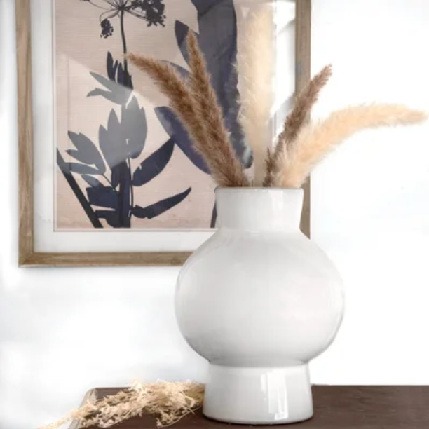 White Ceramic Vase 10"