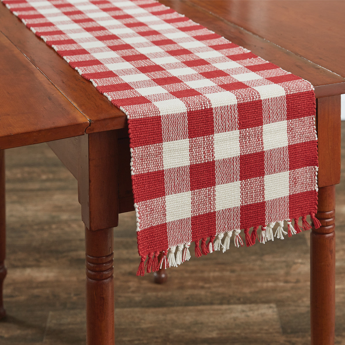 Wicklow Check Yarn Linens | Red and Cream