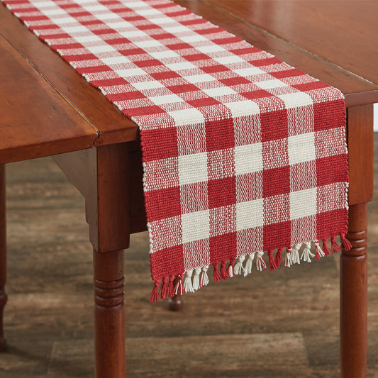 Wicklow Check Yarn Linens | Red and Cream