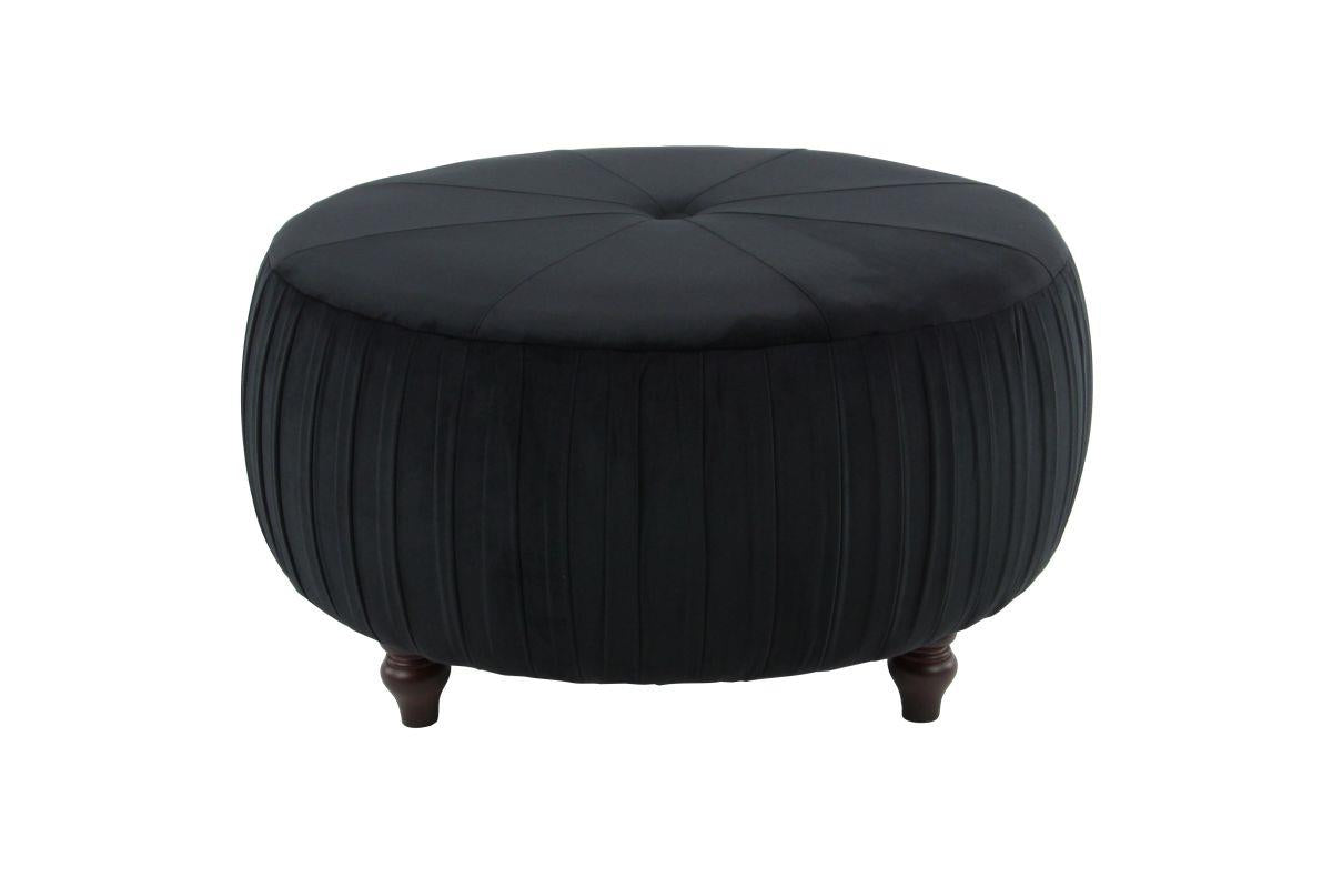 Black Velvet Fabric Ottoman