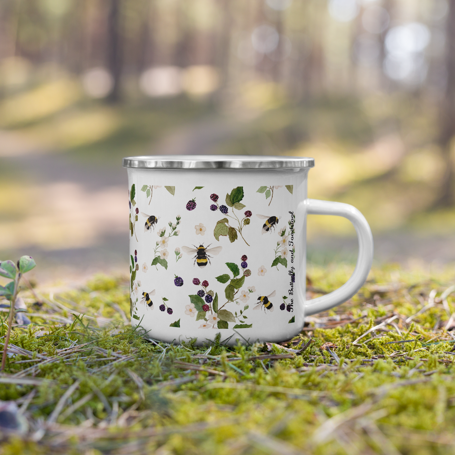 Bee Pattern Enamel Camp Mug - Bumblebee Mug