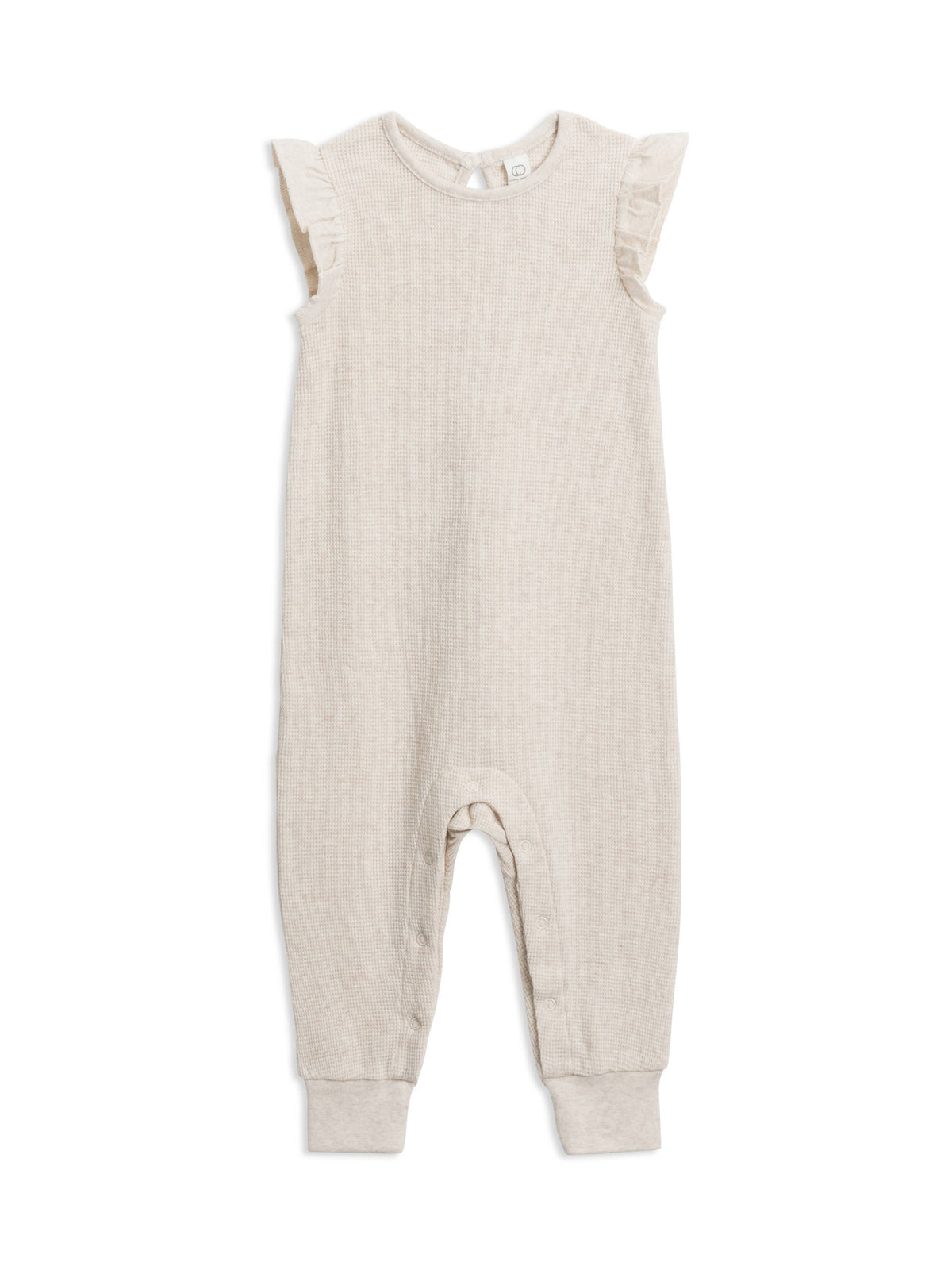 Maci Waffle Flutter Tank Romper - Heather Oat