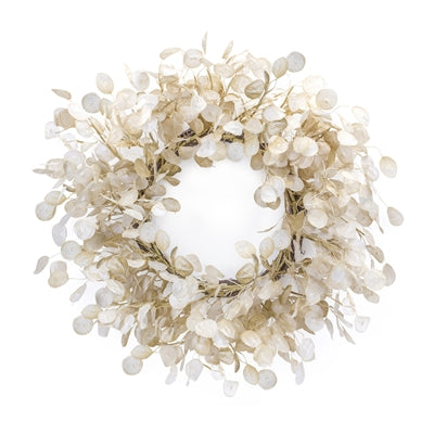 Silver Dollar Wreath 33”D Fabric