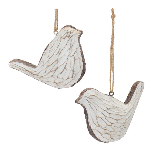 Bird Ornament (2 Asst) 4"L x 3.25"H Resin