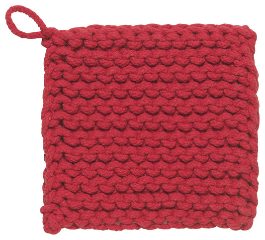 Chili Red Knit Potholder