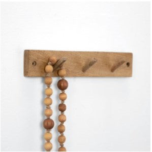 Wooden Wall Rack with Hooks