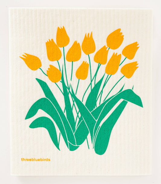 Yellow Tulips Swedish Dishcloth