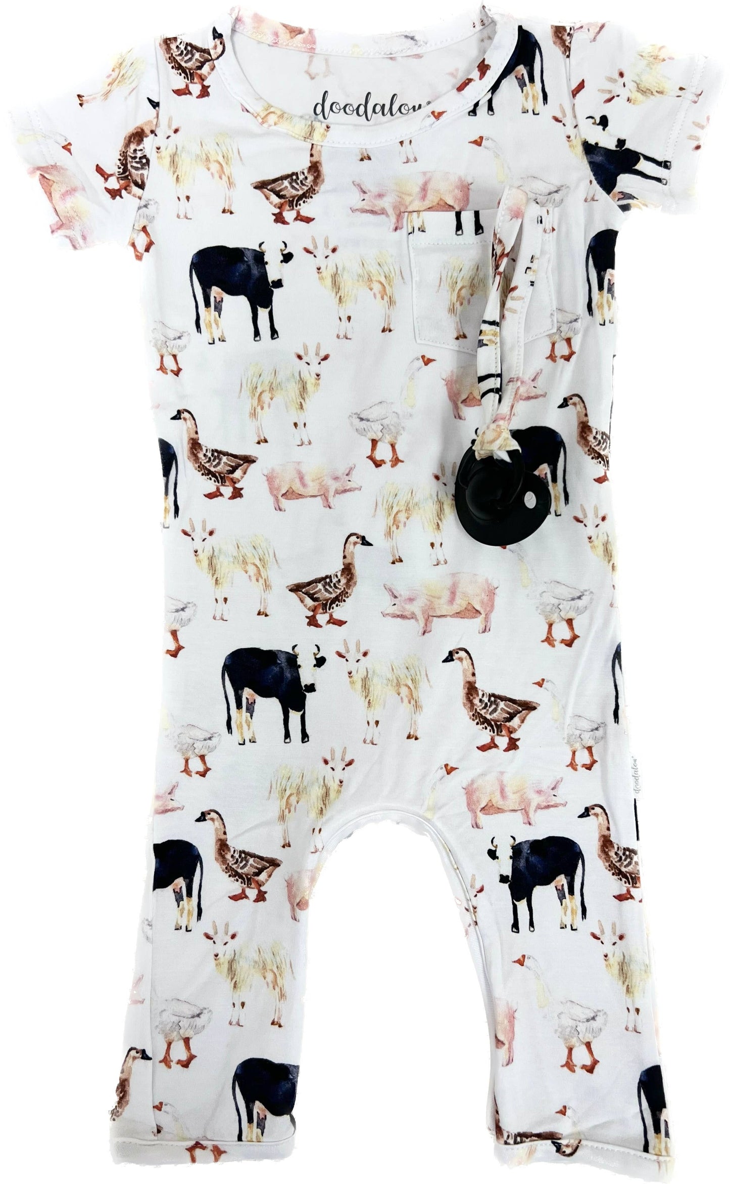 Bamboo Baby Romper Short Sleeve with Pants - E I E I O