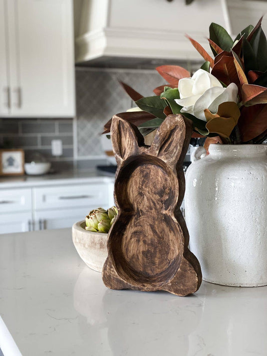 Large Bunny Dough Bowl, Handmade, Farmhouse Décor #B