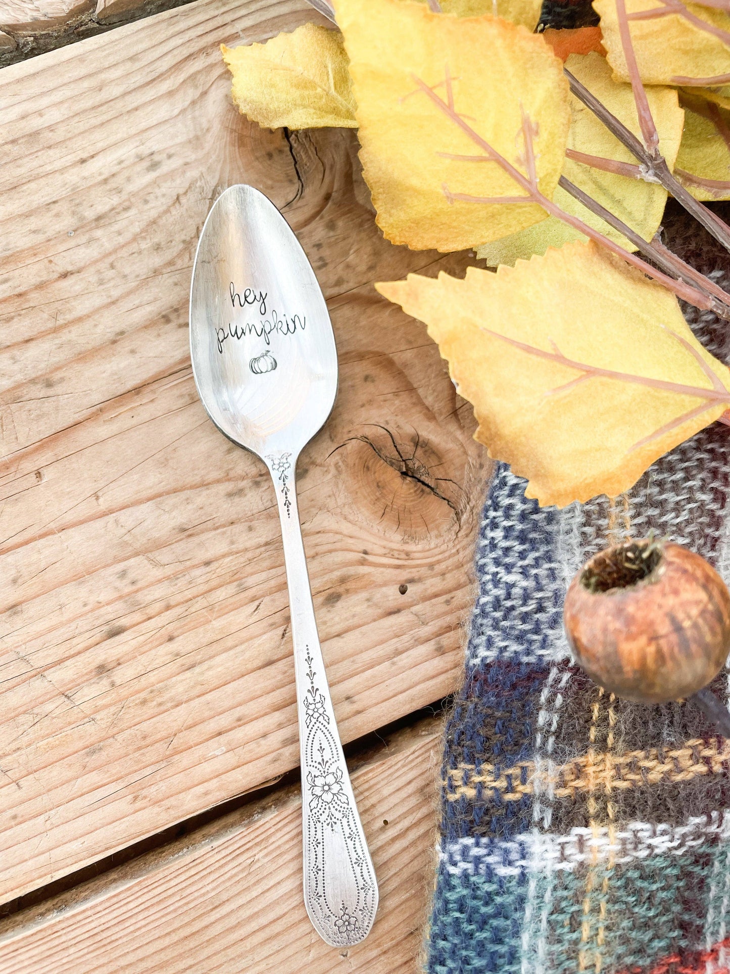 Hey Pumpkin Vintage Stamped Spoon