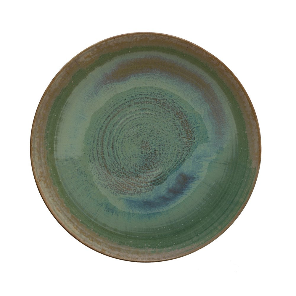 Stoneware Plate, Opal Reactive Glaze, Celadon Color,